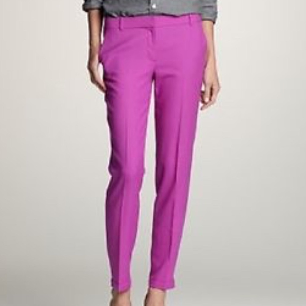 J Crew 100% Wool Cafe Capri in Bright Dahlia